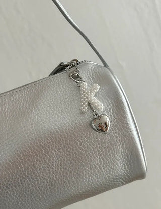 Homemade Pearl Initial Bag Keyring Phone Strap