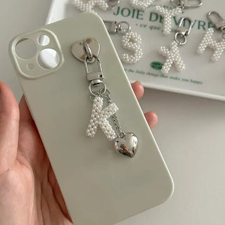 Homemade Pearl Initial Bag Keyring Phone Strap