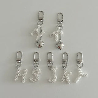 Homemade Pearl Initial Bag Keyring Phone Strap