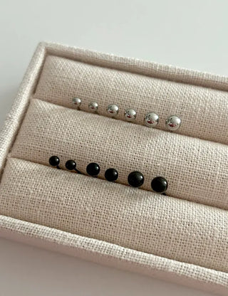 Set of 3 Surgical Steel Ball Mini Simple Earrings