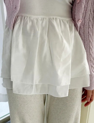 Straight top satin frill layered long strap tank top