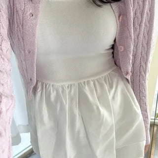 Straight top satin frill layered long strap tank top