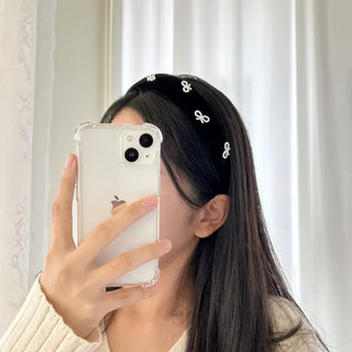 Velvet headband full of pearl ribbons, 3 types