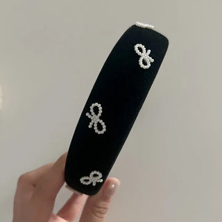Velvet headband full of pearl ribbons, 3 types