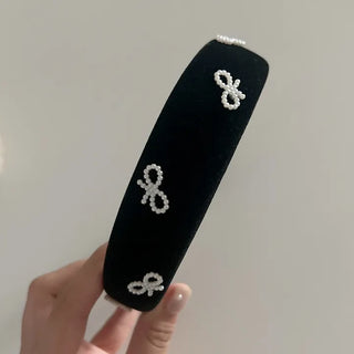Velvet headband full of pearl ribbons, 3 types