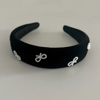 Velvet headband full of pearl ribbons, 3 types