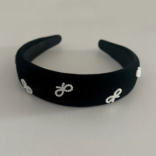 Velvet headband full of pearl ribbons, 3 types