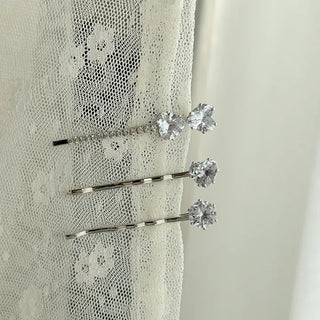 1+1 Silver Sparkling Cubic Hairpins Piece Set
