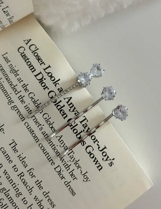 1+1 Silver Sparkling Cubic Hairpins Piece Set