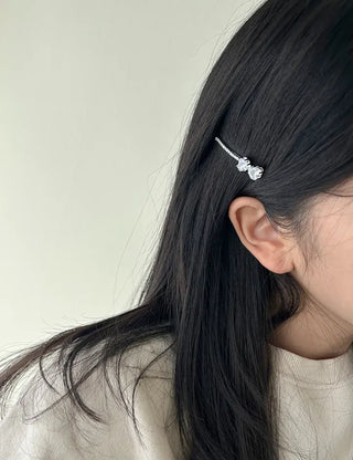 1+1 Silver Sparkling Cubic Hairpins Piece Set