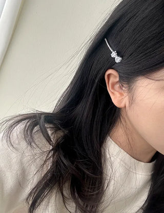 1+1 Silver Sparkling Cubic Hairpins Piece Set