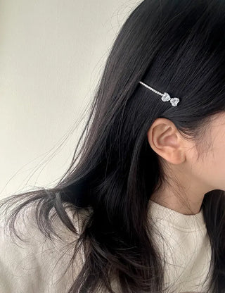 1+1 Silver Sparkling Cubic Hairpins Piece Set
