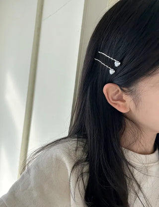 1+1 Silver Sparkling Cubic Hairpins Piece Set