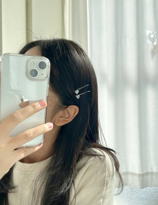 1+1 Silver Sparkling Cubic Hairpins Piece Set