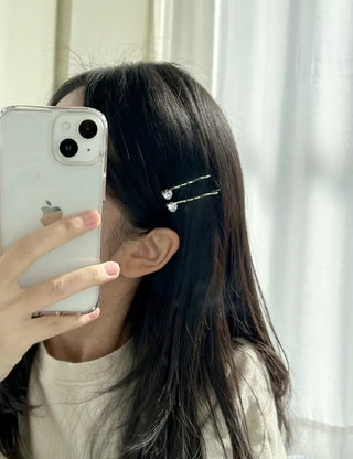 1+1 Silver Sparkling Cubic Hairpins Piece Set