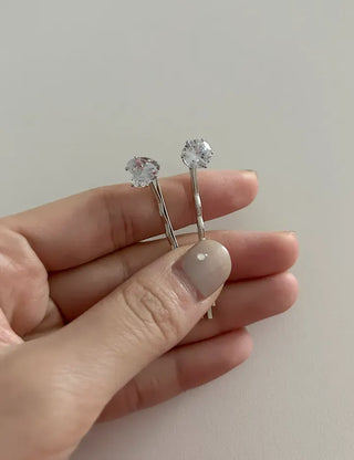 1+1 Silver Sparkling Cubic Hairpins Piece Set