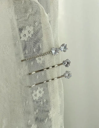 1+1 Silver Sparkling Cubic Hairpins Piece Set