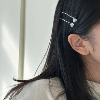 1+1 Silver Sparkling Cubic Hairpins Piece Set