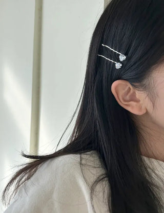 1+1 Silver Sparkling Cubic Hairpins Piece Set