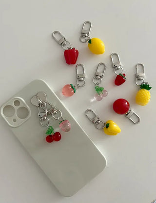 1+1 Fruit Cherry Vegetable Miniature Keyring Phone Strap