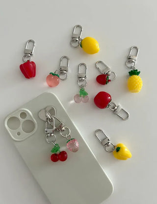 1+1 Fruit Cherry Vegetable Miniature Keyring Phone Strap