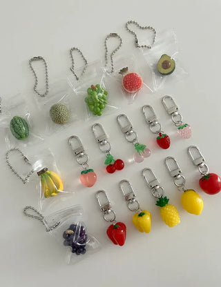 1+1 Fruit Cherry Vegetable Miniature Keyring Phone Strap