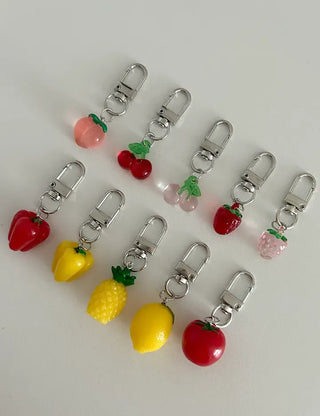 1+1 Fruit Cherry Vegetable Miniature Keyring Phone Strap