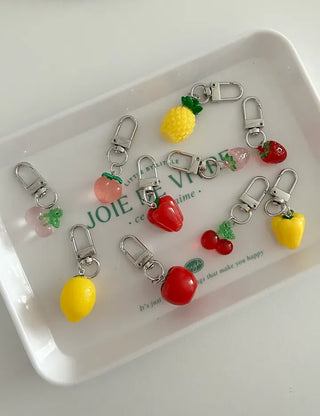 1+1 Fruit Cherry Vegetable Miniature Keyring Phone Strap