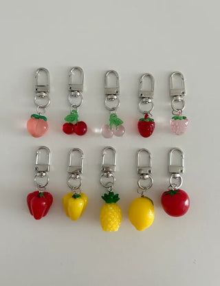 1+1 Fruit Cherry Vegetable Miniature Keyring Phone Strap