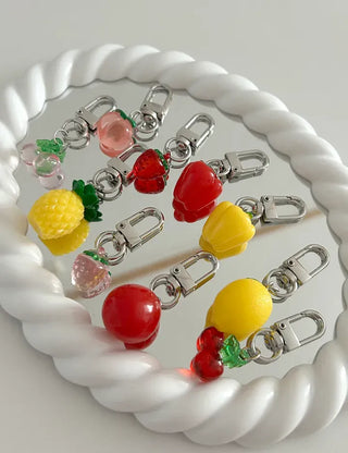 1+1 Fruit Cherry Vegetable Miniature Keyring Phone Strap