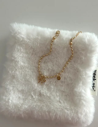 Cute Ribbon Love Engraved Silver Ball Chain Bracelet