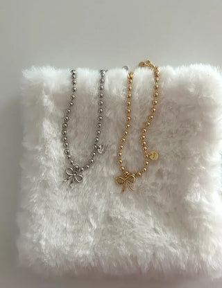 Cute Ribbon Love Engraved Silver Ball Chain Bracelet