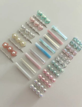 Set of 2 Heart Flower Pearl Bobby Pins Claw Clips Hair Pins