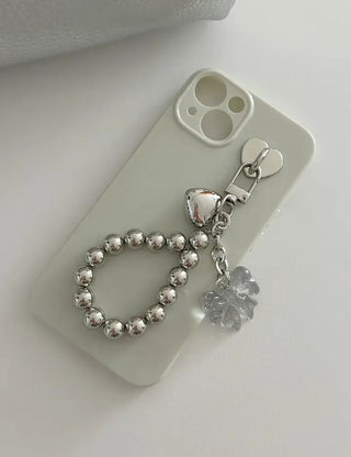 Bold Silver Bead Strap Ribbon Bag Keyring Bag Charm