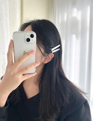 1+1 Pearl Holographic Stick Clip Side Hair Pin