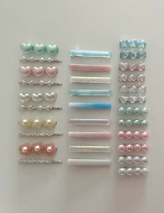 1+1 Pearl Holographic Stick Clip Side Hair Pin