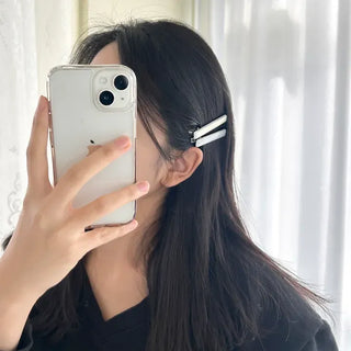 1+1 Pearl Holographic Stick Clip Side Hair Pin