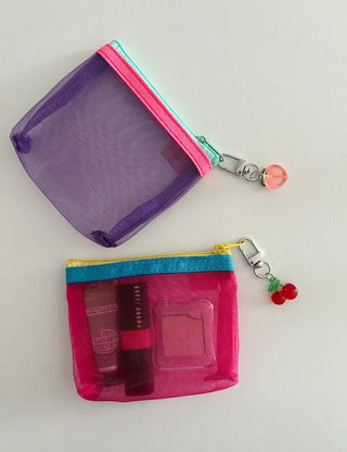 Colorful Mesh Mini Cosmetic Pouch Coin Purse