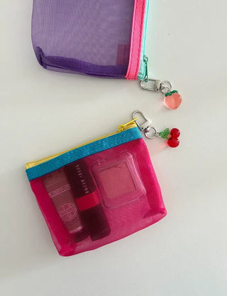 Colorful Mesh Mini Cosmetic Pouch Coin Purse