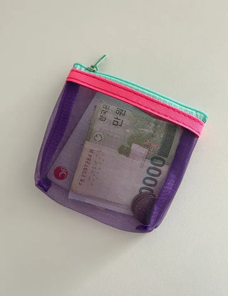 Colorful Mesh Mini Cosmetic Pouch Coin Purse
