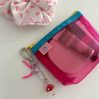 Colorful Mesh Mini Cosmetic Pouch Coin Purse