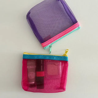 Colorful Mesh Mini Cosmetic Pouch Coin Purse