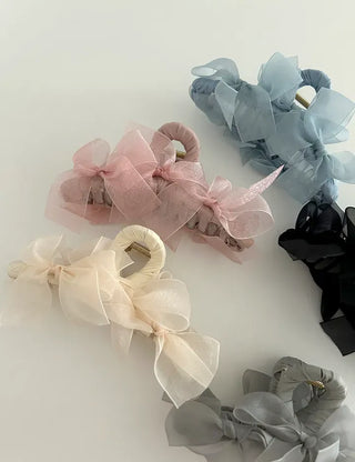 Large clip organza ribbon spring updo hairpin