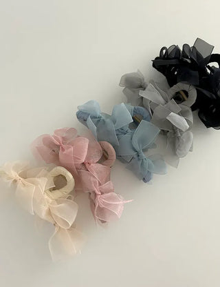 Large clip organza ribbon spring updo hairpin