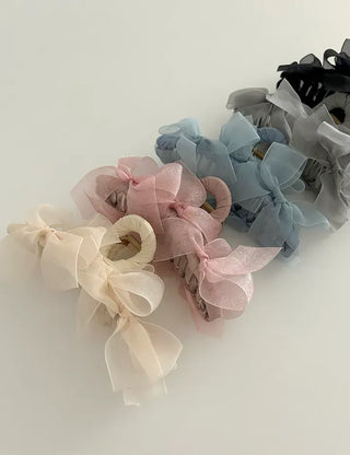 Large clip organza ribbon spring updo hairpin