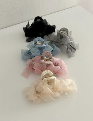 Large clip organza ribbon spring updo hairpin