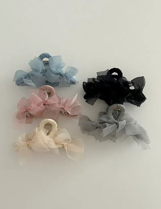 Large clip organza ribbon spring updo hairpin