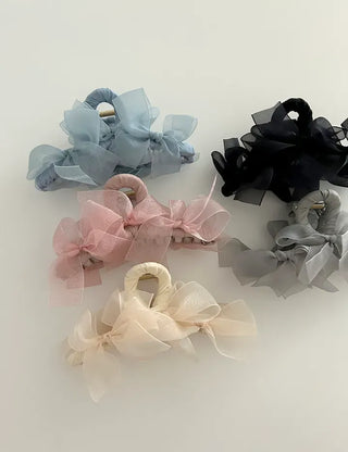 Large clip organza ribbon spring updo hairpin