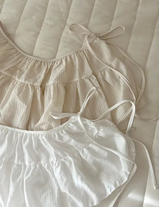 Striped frill layered mini ribbon wrap skirt