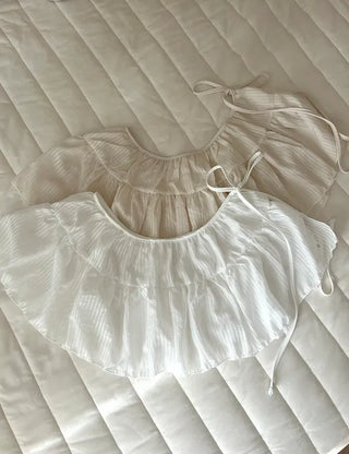 Striped frill layered mini ribbon wrap skirt